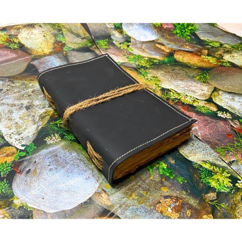 Leather Journal, Vintage Look Bound Journal - Handmade Antique Deckle Edge Paper, Grimoire Journal, Personal Journal For Sketching,