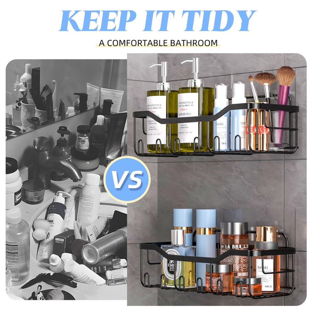 5ks Sprchový organizér, Samolepicí sprchový organizér pro koupelnové úložné prostory&Domácí dekorace&Kuchyň, Bez vrtání, Velká kapacita