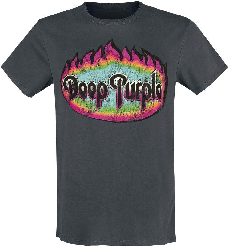

Flames Deep Purple T-Shirt Men Women Metal Rock Band Graphic Tee 100% Cotton Summer Streetwear Top S разноцветный