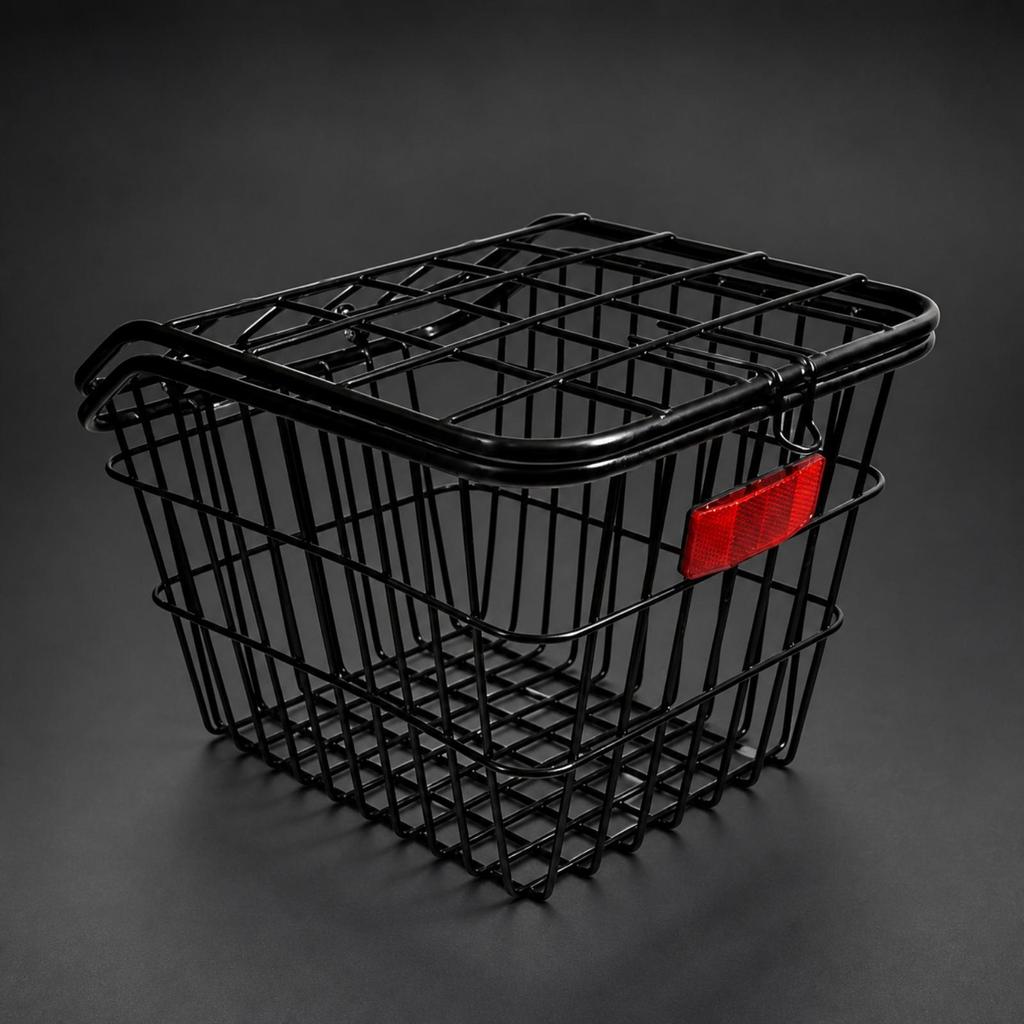 Metal Rear Cycle Basket with Lid Covered for Errands, Cycling Trips