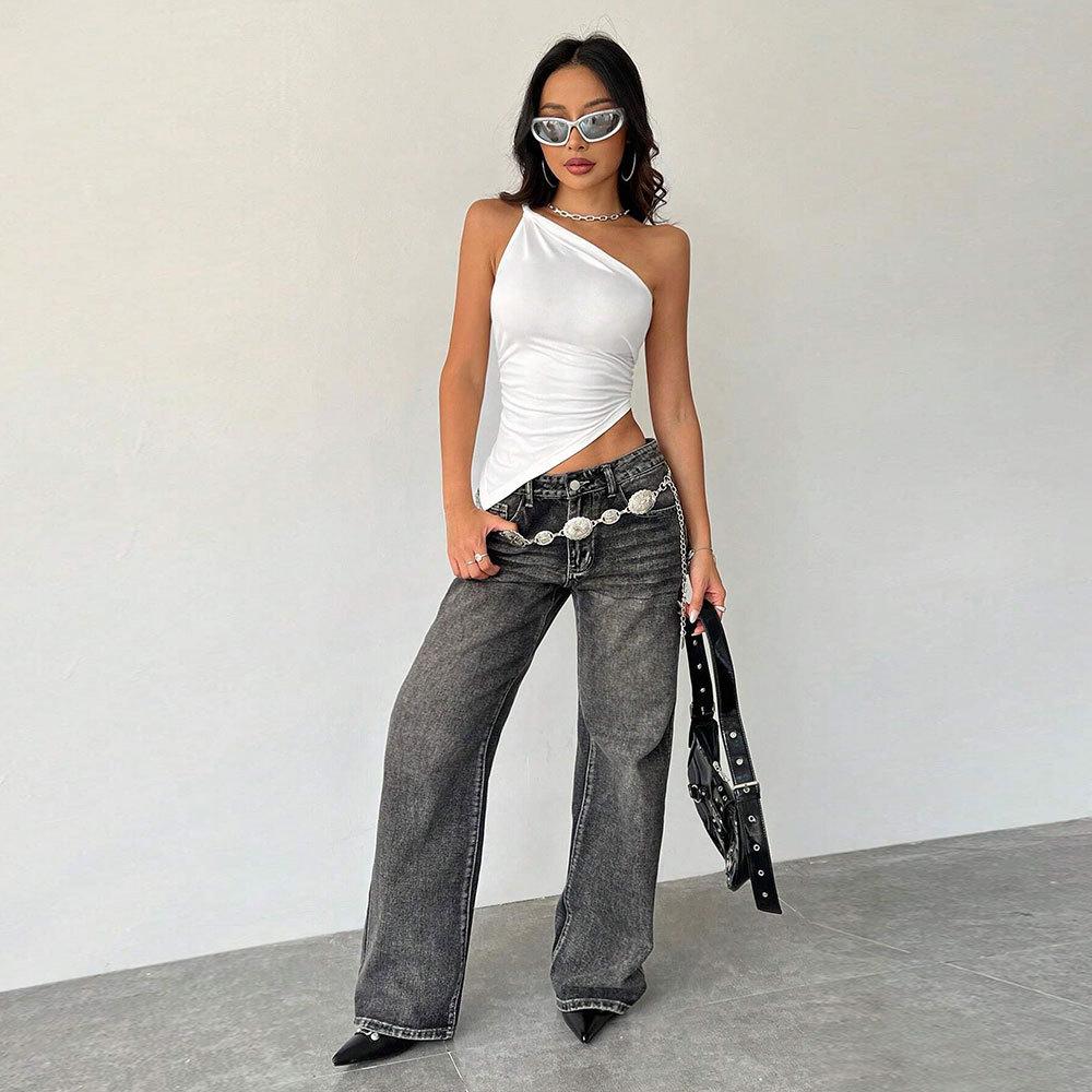Women's Spring&Summer Irregular Hem Strapless Sweet Spice Style Tank Top