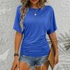 Lockeres kurzärmeliges T-Shirt Damen Unifarben Rundhals Oberteil Mode