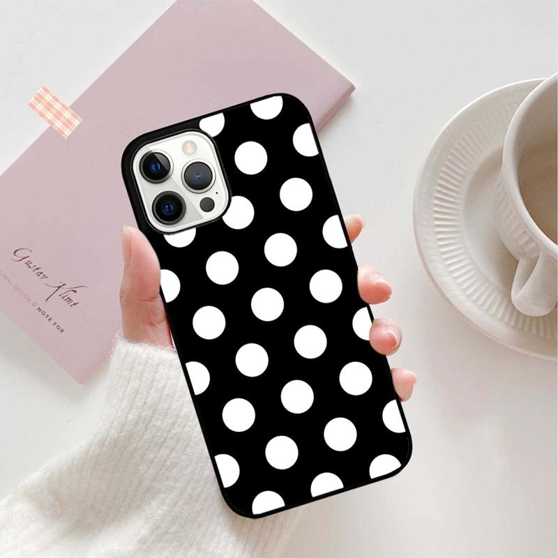 Black And White Polka Dot Mobile Phone Cases Cover For iPhone 17 Air 16 15 14 12 13 11 Pro MAX Apple Plus SE2020 Coque