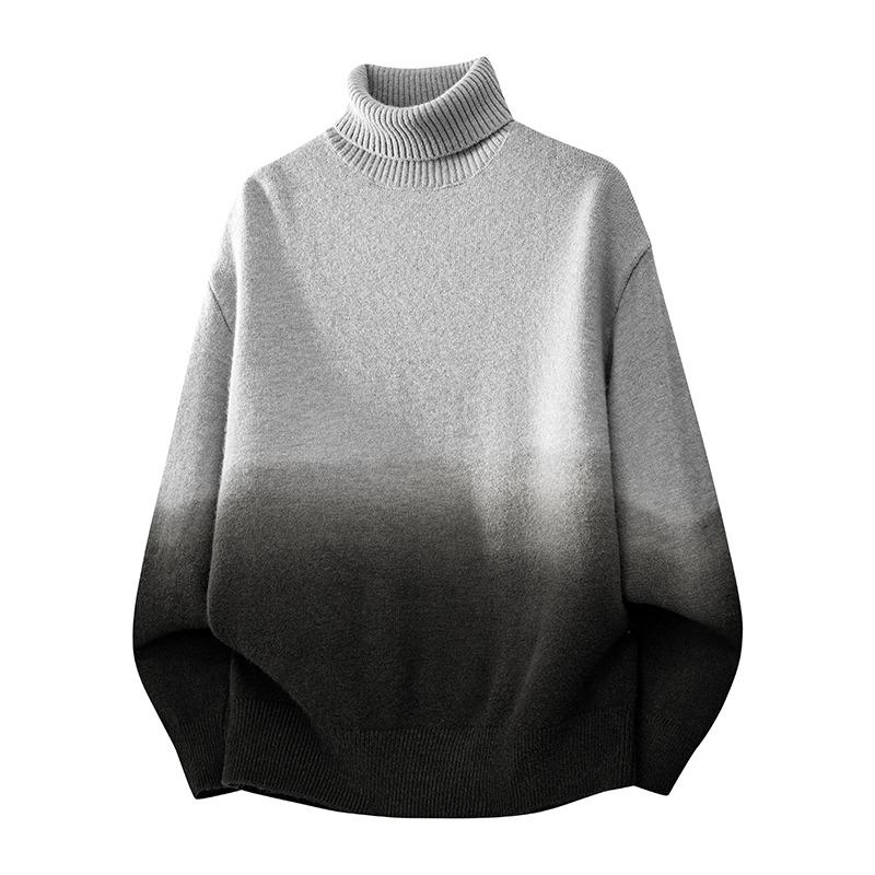 

зимний свитер с градиентом под горло, пуловер с длинными рукавами, свободный топ L серый