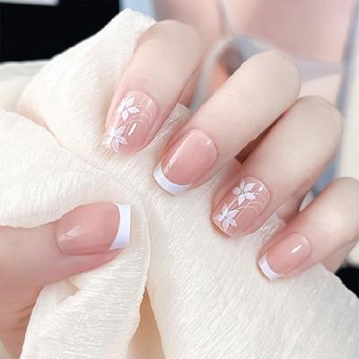 Quadratische Nagelspitzen Blume Falsche Nägel Aufkleben Auf Nagel Aufkleben Nagel Press-On-Nagel Künstliche Falschnägel für Damen und Mädchen