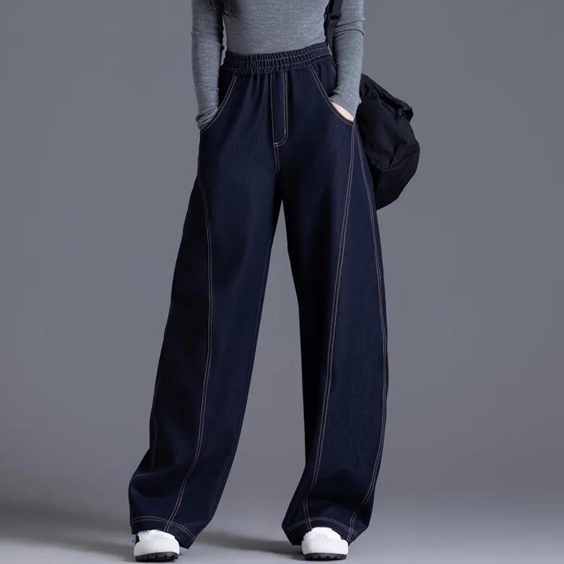 

2024 Women s Loose Fit Denim Jeans - Slimming Straight Leg, Wide Waist, Short Sleeve Style Size 26 (80-90 jin)