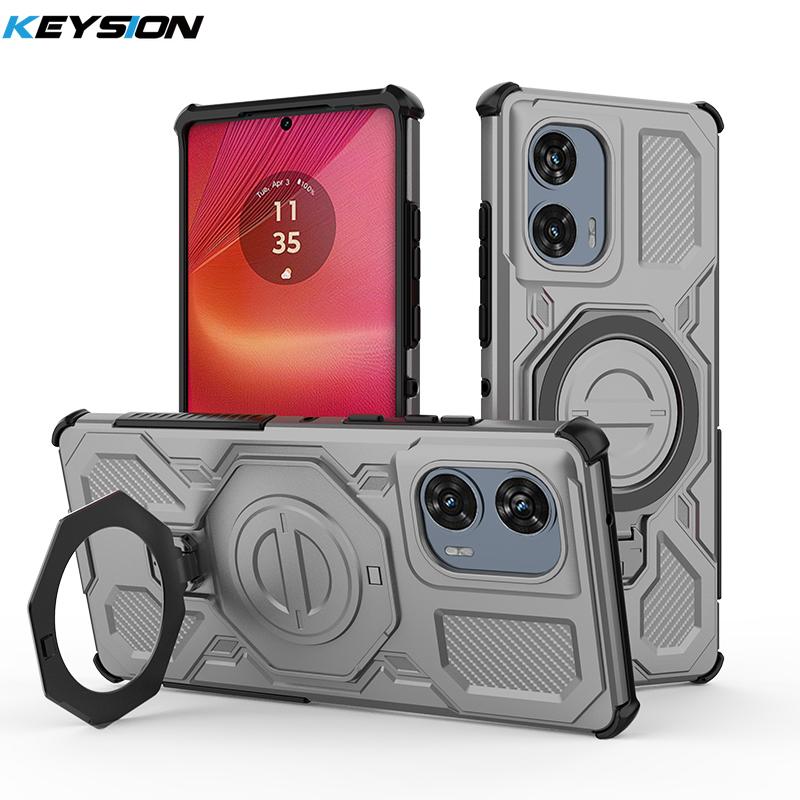 KEYSION Funda Magnética Antigolpes para Motorola Edge 50 Fusion 5G con Soporte de Anillo Vertical para MOTO Edge 50 Fusion 5G