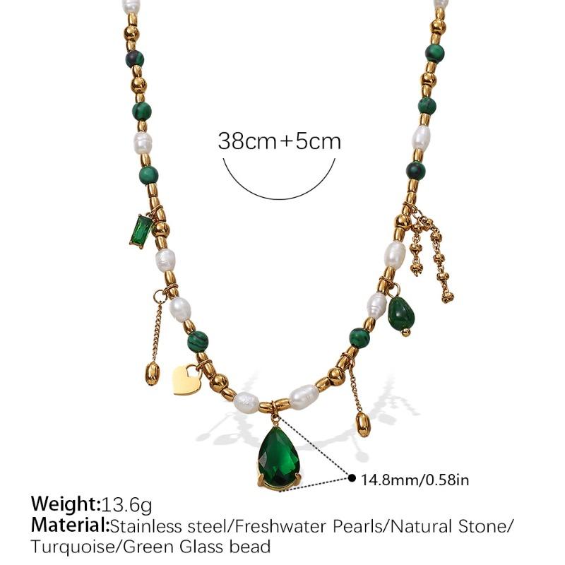 High-end zircon natural stone pearl necklace - unique design choker