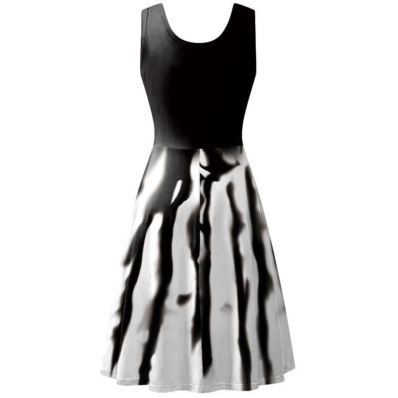 Halloween dress women's sleeveless skirt horror bat skeleton digital print skirt