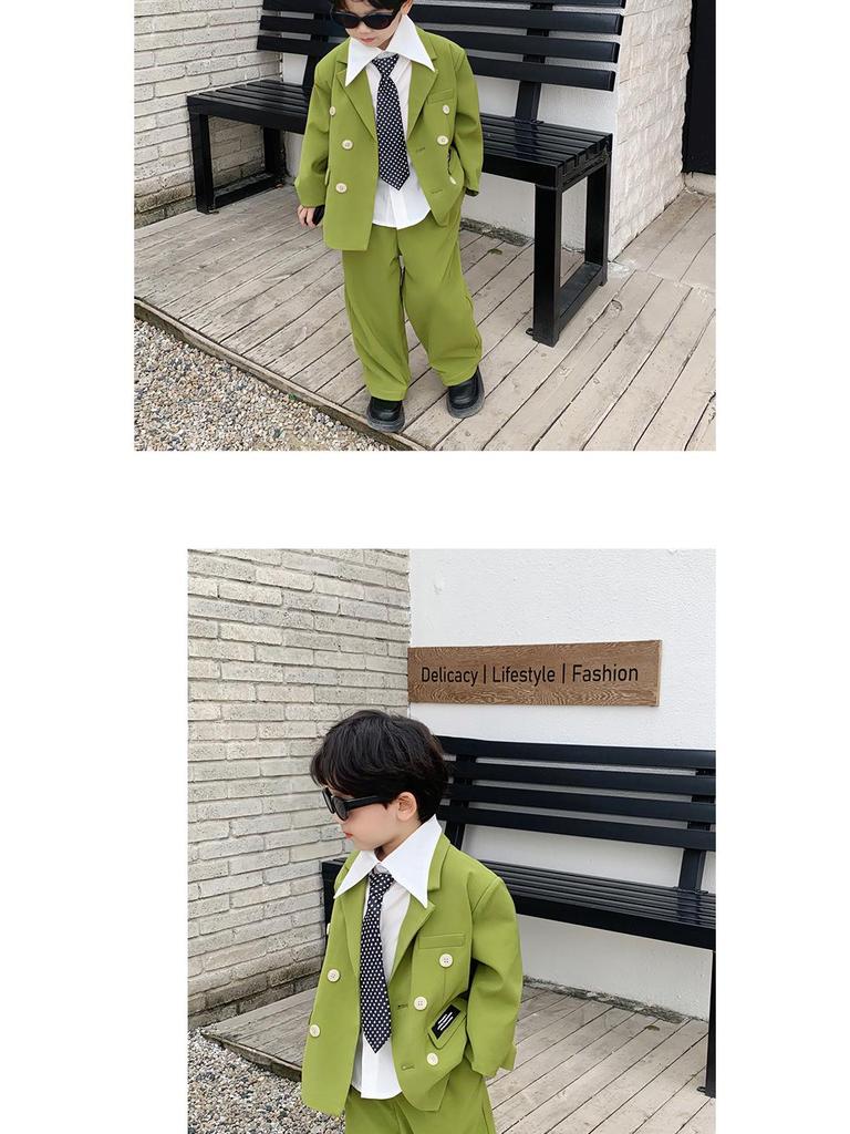 Boys' Suit Set 2023 Spring/Autumn: Stylish Korean-Influenced Casual Jacket for Kids
