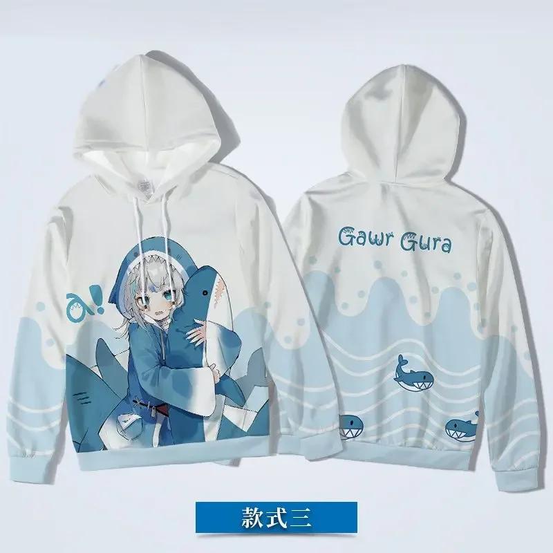 Fashion Autumn Sweater Shark Girl Ka Wugula GawrGura Two Dimensional Peripheral Jacket Clothes Hooded 3D Printing Comfortable
