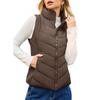 Womens Padded Vest Jacket Stand Collar Warm Cotton Sleeveless Coat Casual Winter Outerwear