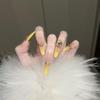 Elegant Gradient French Style Rhinestone Nails - Spring/Summer Skin Brightening, Removable Wearable Nail Art.