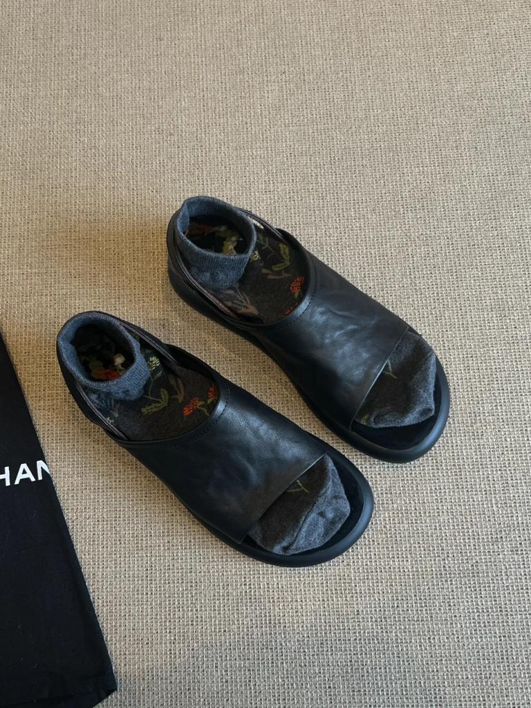 Rindslederversion~ Nischen-Retro-Plateau-Zehensandalen Damen Sommer neu hohl lässig bequem flachsohlig Römerschuhe