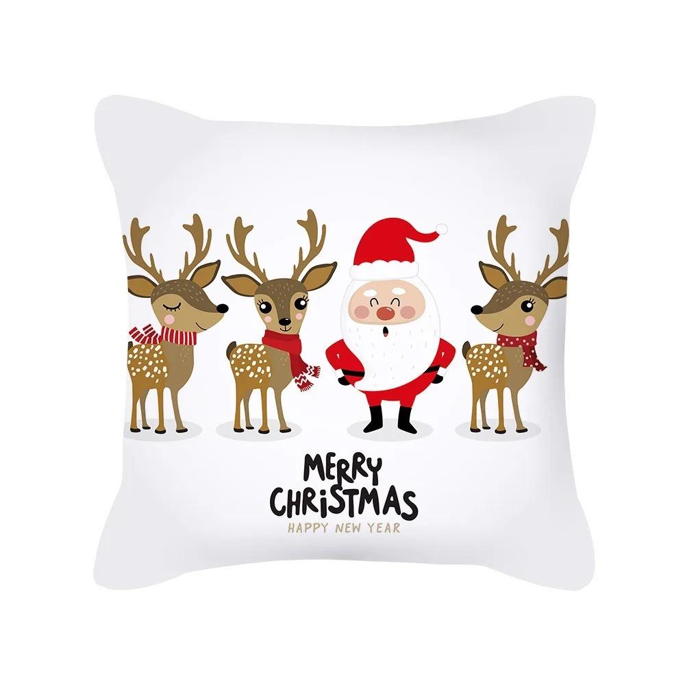 Christmas Theme Cushion Cover Cartoon Elk Living Room Bedroom Decorative Pillow Cover Home Decorative Pillow Cover Sofa Pillow