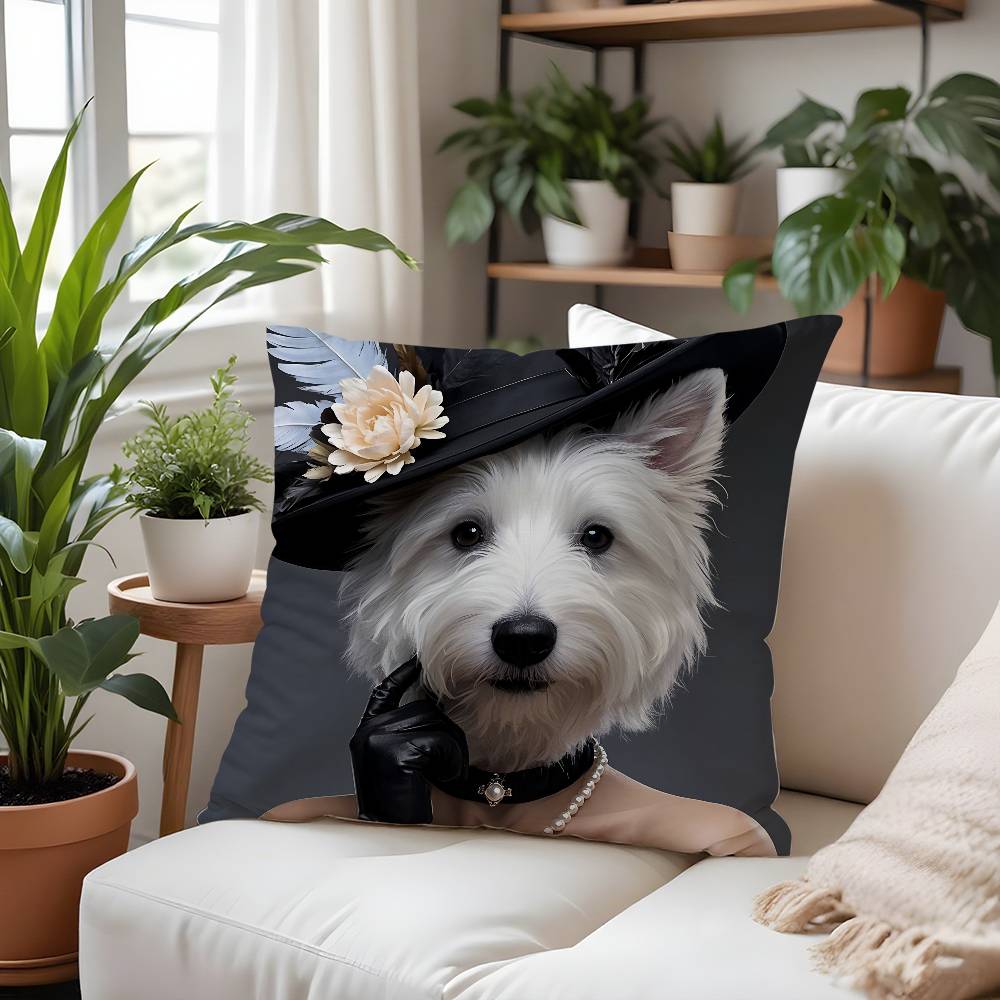 West Highland White Terrier Pillow Case  Plush Fabric Soft  Pillowcase Double Sided Print Cushion Cover Household Gifts