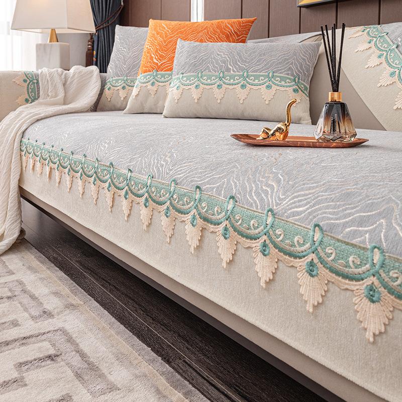 Nordic Light Luxury Sofa Cushion Four Seasons Universal Cover Cloth Cover Cover Non-Slip Seat Cushions All-Inclusive Chenille Thickened Living Room