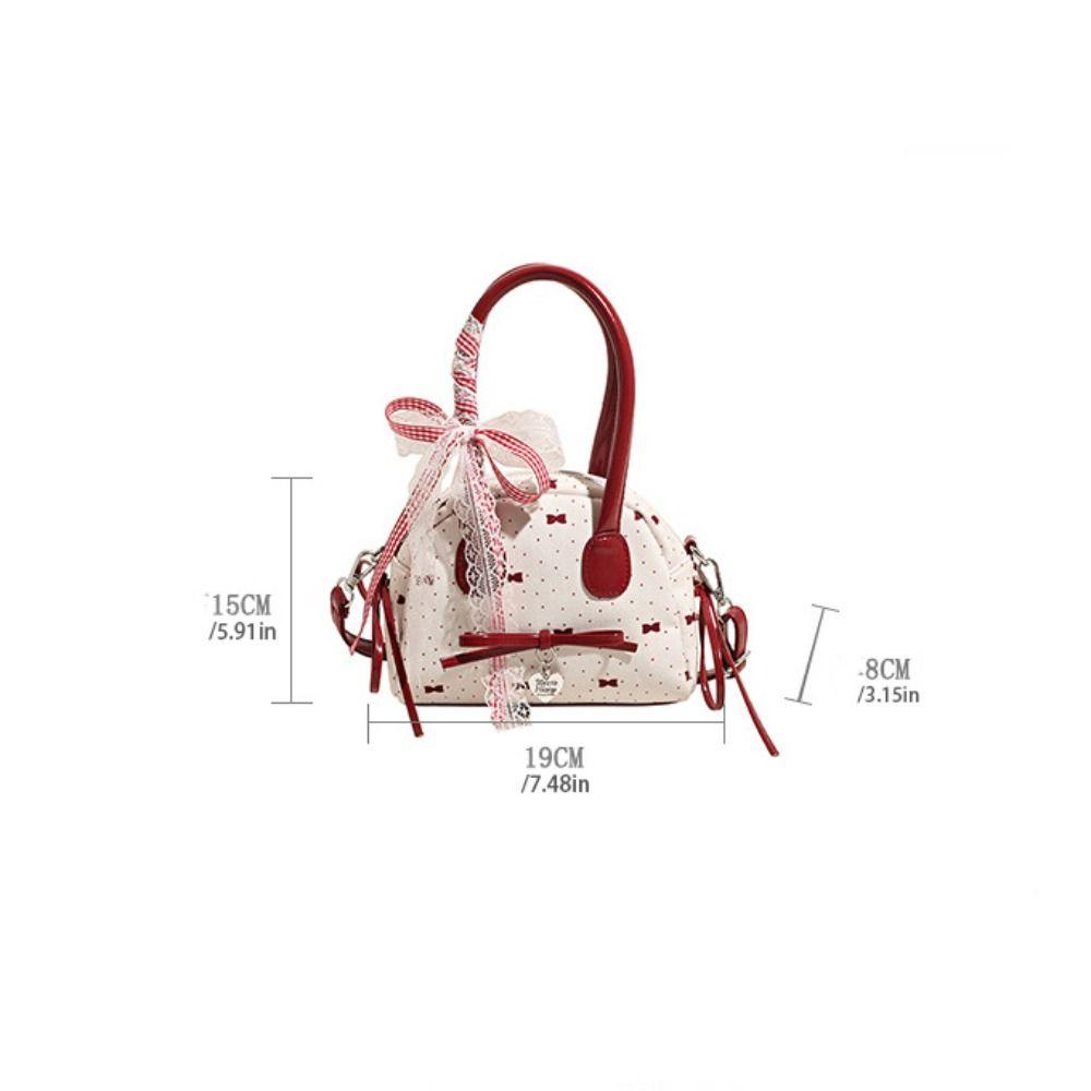 Lace Ribbon Boston Shoulder Bag French Style Women Handbags Fashion Bow Ribbons Bowling Bag  Travel