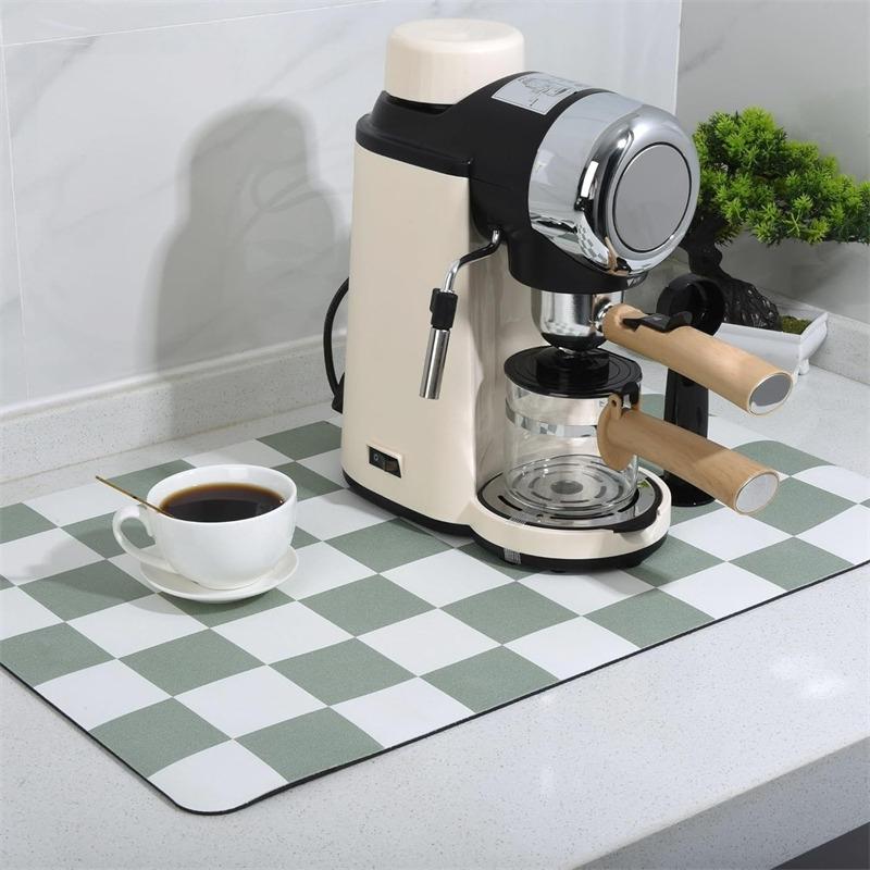 Checkered Super Absorbent Kitchen Tableware Impermeable Drainage Mat Non-slip Kitchen Carpet Coffee Dish Drainer Draining Mat