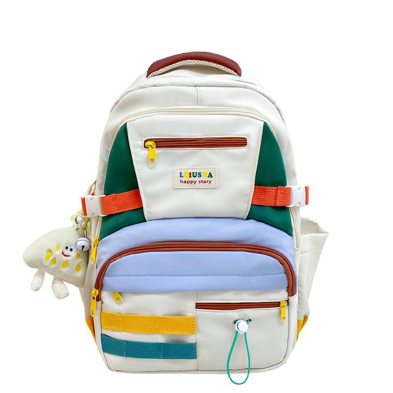 Schoolbag Contrasting Color Girl Backpack American Retro Large-capacity High School Student Schoolbag Harajuku Student Travel Backpack