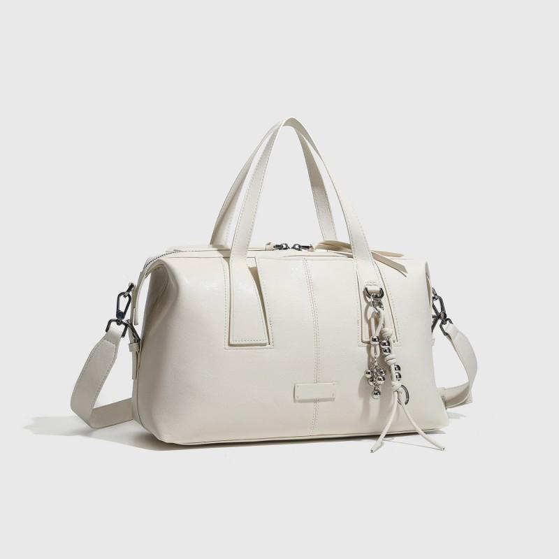 2026 New Retro Top-layer Cowhide Boston Bag Bowling Old Money Style High-end Cross-body Women's Large Capacity