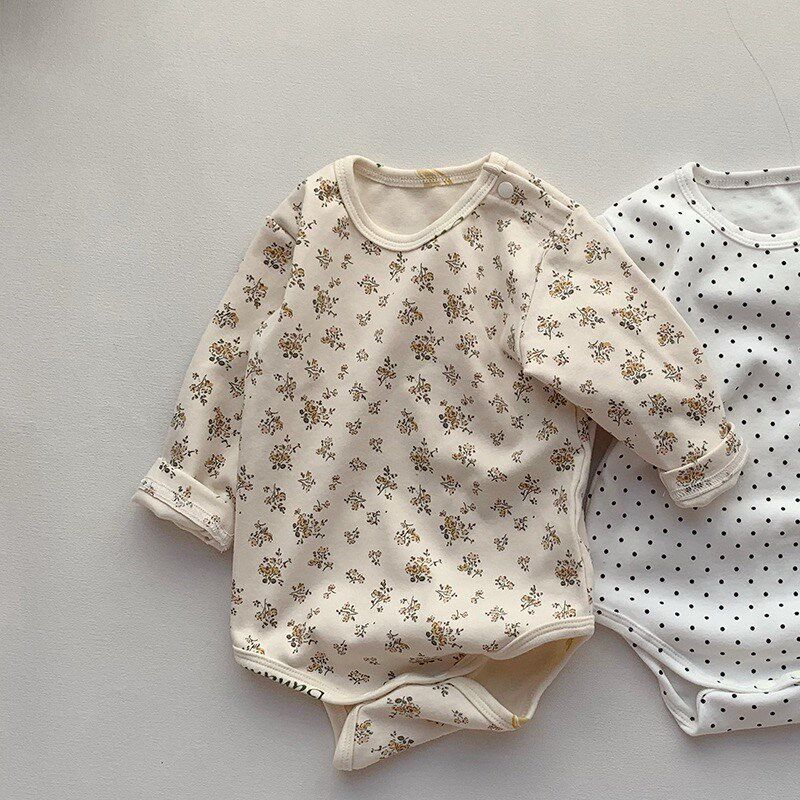 Baby Autumn Loungewear Onesie with Cute Cartoon Print, Long-Sleeve Romper for Boys and Girls