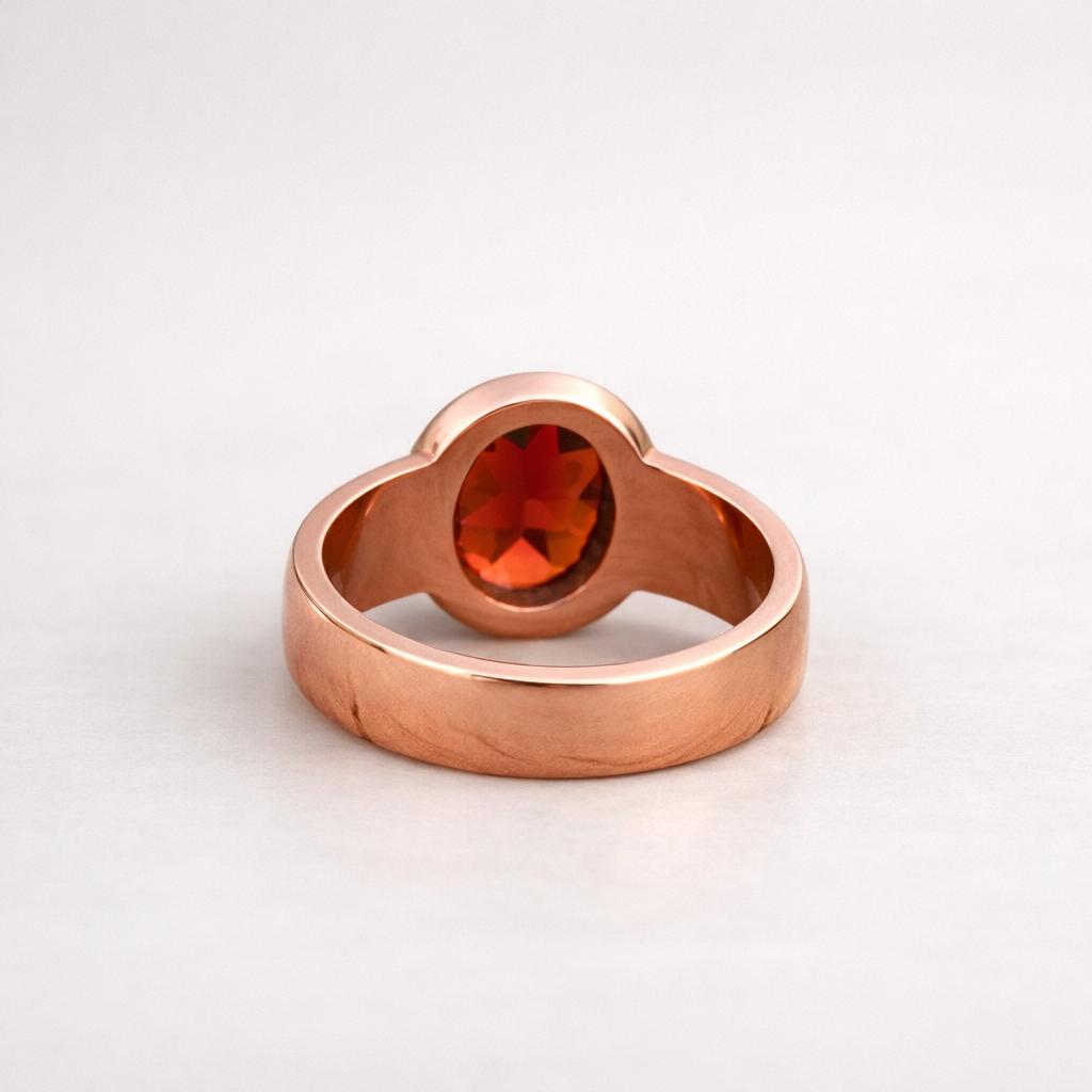 Red Garnet Copper Ring – Minimalist Bezel Set Statement Ring, Handmade Bohemian Jewelry