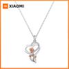 Huitan Fashion Rose Gold Color Rose Flower Pendant Necklace for Women Aesthetic Heart Love Necklace Anniversary Gift New Jewelry