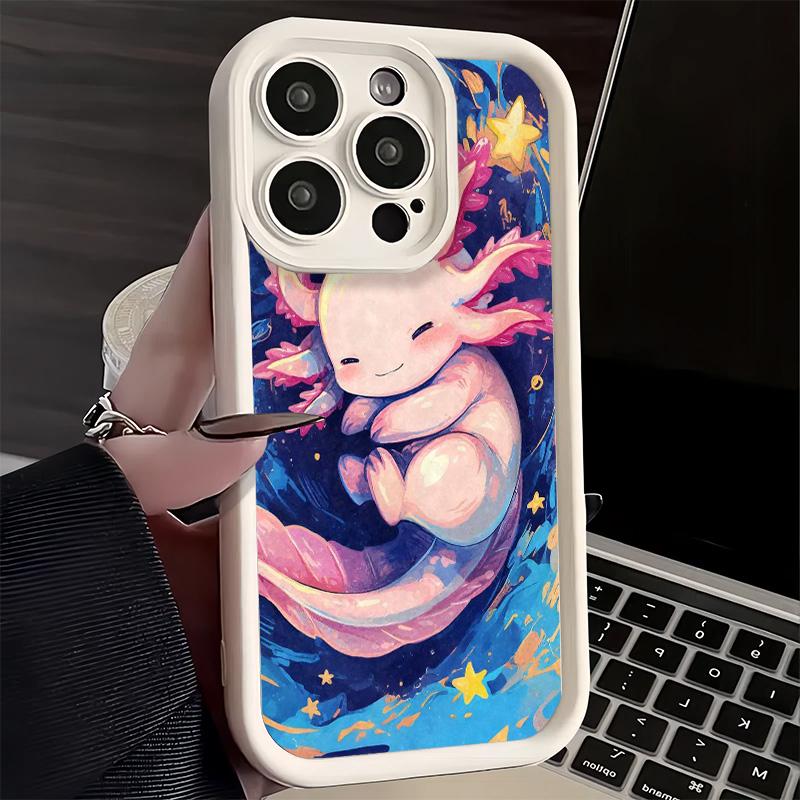 Phone Case for iPhone 17 Air 16E 15 16 Pro Max Axolotl Cartoon Cute Cover 14 Plus 13 12 Mini Soft Shell Silicone Fundas
