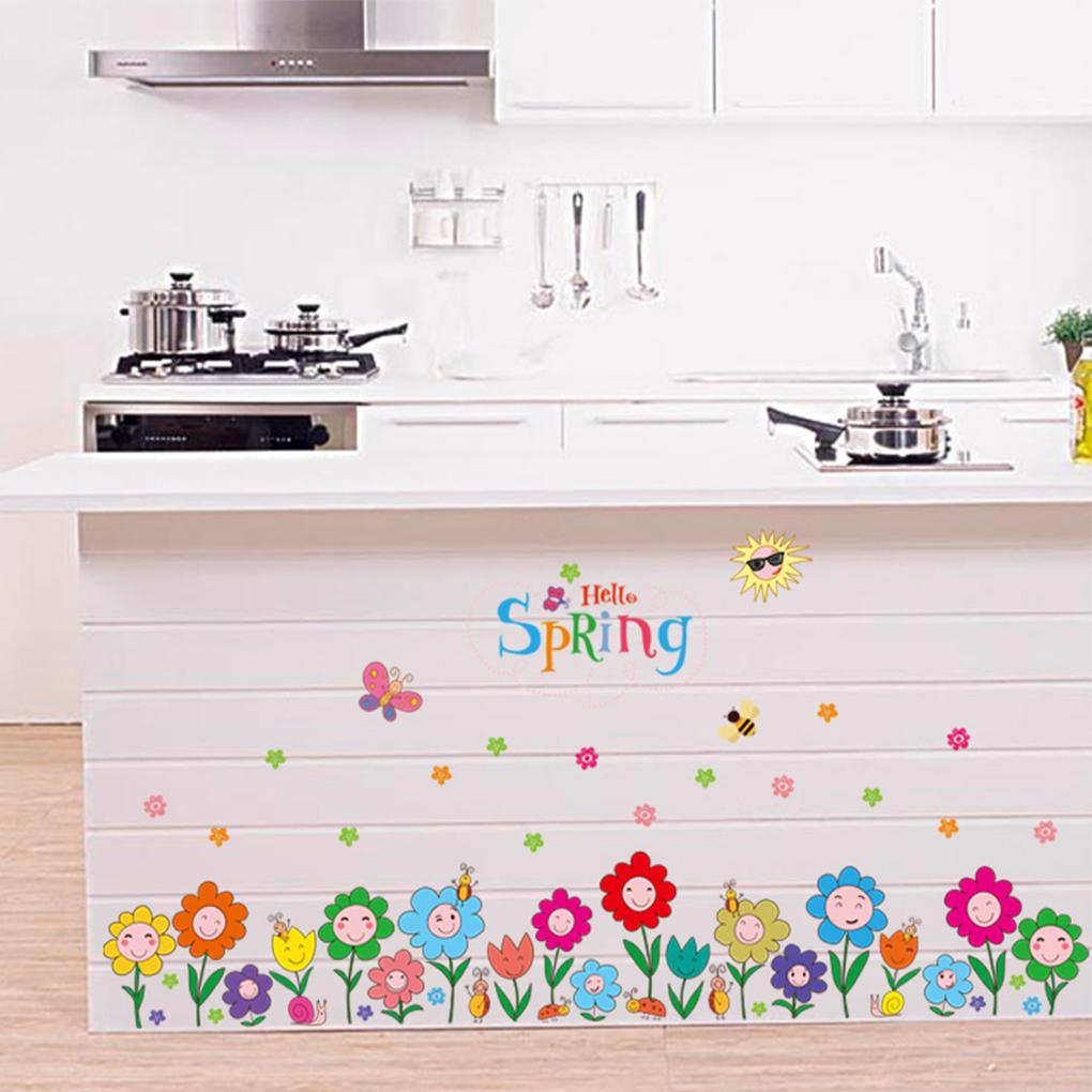 Stickers Removable Flowers Waterproof Wall Sticker Kids Cartoon Fashionable Convenient Wallpaper Decoration Home Decor