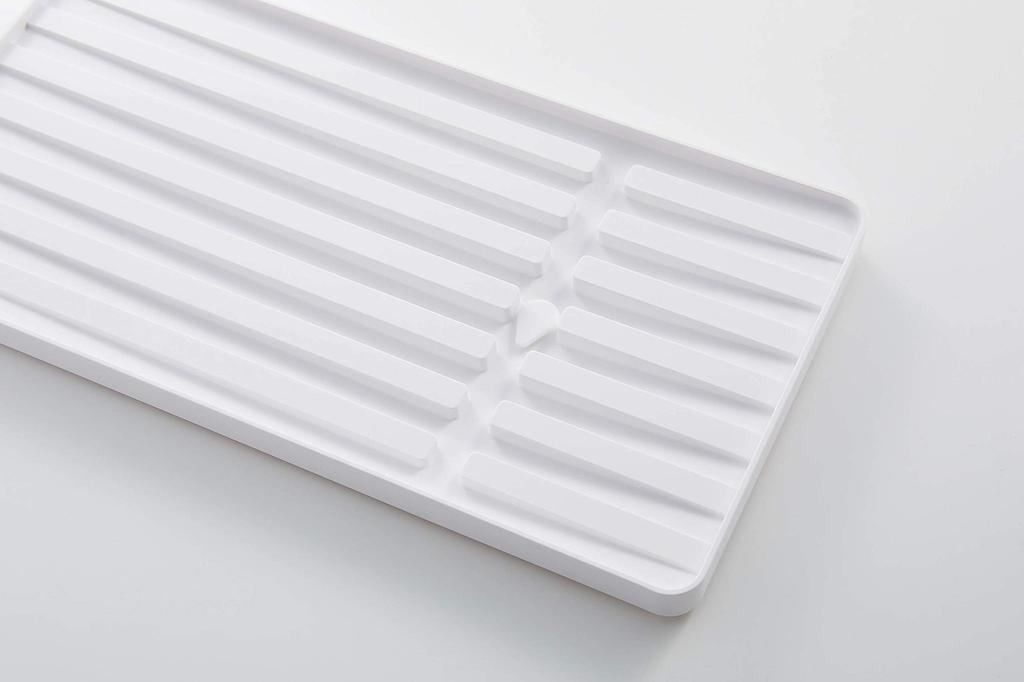 Yamazaki Tower Ausziehbarer Abtropfständer B x 23cm T x 10cm Flexibles Aufbewahrungsgestell für Werkzeug Einfaches Produkt 4364 Über-Spüle Korb, Klein, Weiß, ca. 42,5 cm H,