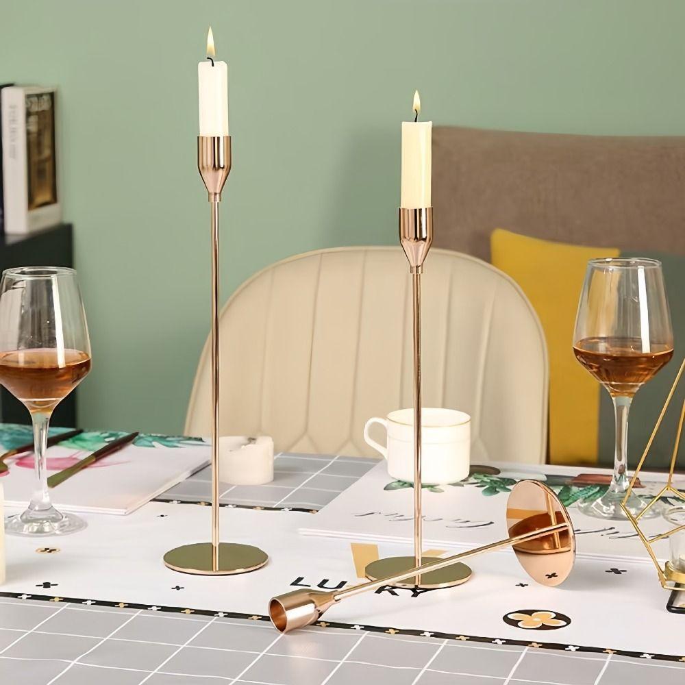 3Pcs Rust-proof Luxury Candlestick High Footed Candle Containers  Christmas Decoration