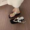 Niche design sense metal buckle toe sandals female summer wear fairy wind not tired feet thick-soled wedge heel Roman shoes