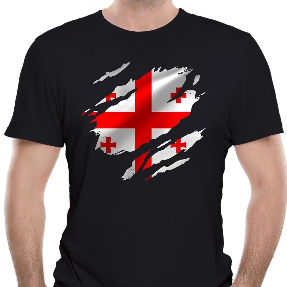 Reality Glitch Torn Georgia Flag Mens T-Shirt #31 Unisex T-Shirt