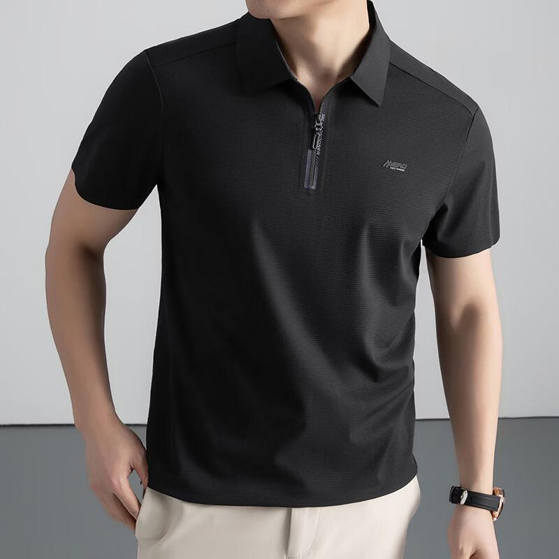Polo da uomo a maniche corte con zip, ad asciugatura rapida, marca Firstview