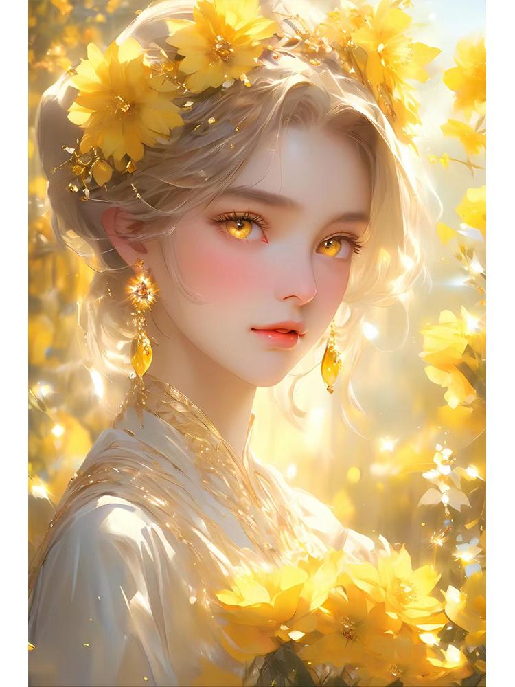 Diamond Painting Full Circle Square Flower Fairy 5DDiy Novel Mosaic Embroidery Cartoon Girl Cross Embroidery Set Home Decoration