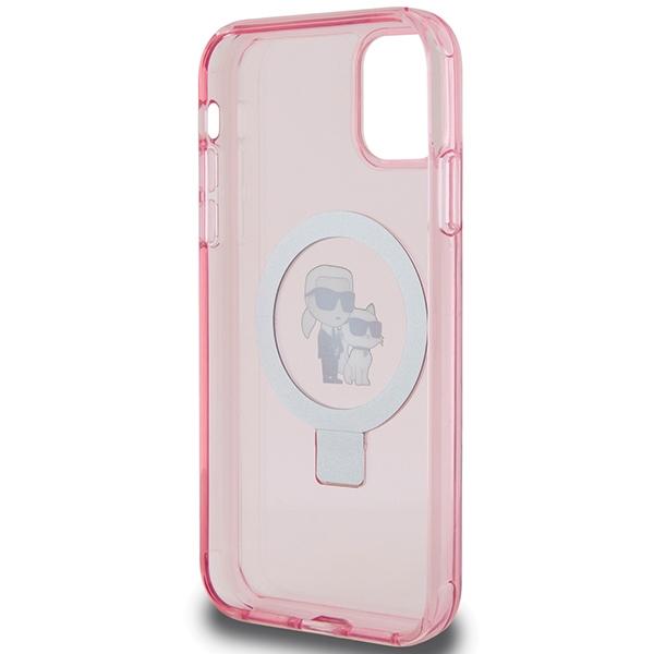 Karl Lagerfeld KLHMN61HMRSKCP iPhone 11 / Xr 6.1" Pink Hardcase Ring Stand Karl&Choupettte MagSafe