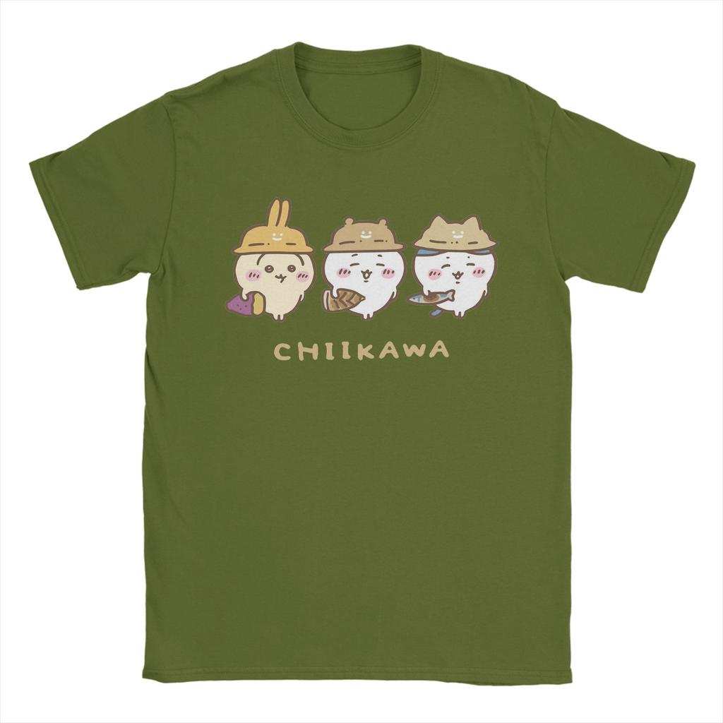 Men Chiikawas Hachiware Usagi Cute Kawaii T Shirts Cotton Clothing Leisure Short Sleeve O Neck Tee Shirt Summer TShirt