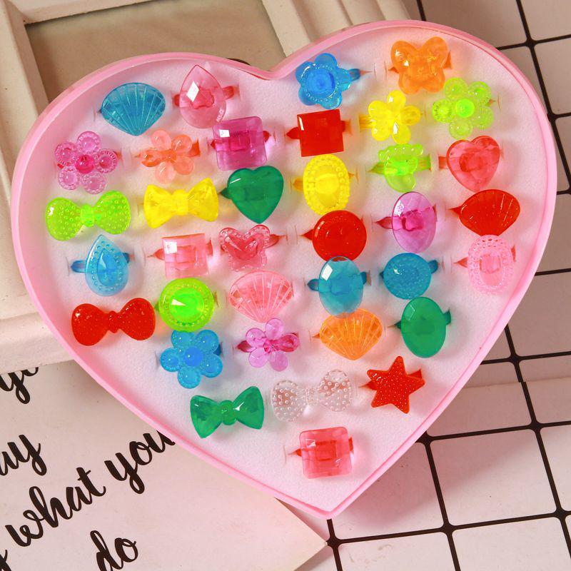 Inele de cristal cu desene animate prințesă pentru fetițe - Cadou de bijuterii pentru copii