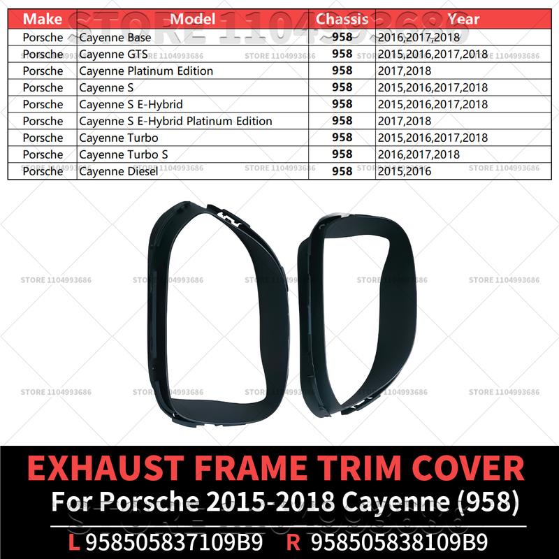 For 2015 2016 2017 2018 Porsche Cayenne (958) Exhaust Frame Trim Cover OEM 958505837109B9 958505838109B9 95850583710 95850583810