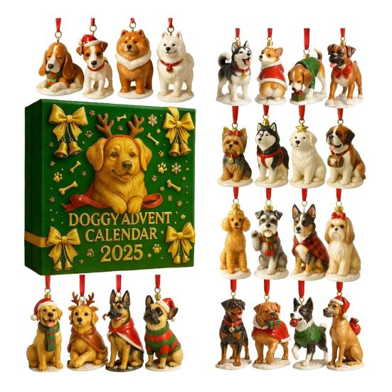 

Собачий адвент-календарь 24 дня обратного отсчета коробка акриловое украшение на рождественскую елку с щенками многофункциональный праздничный