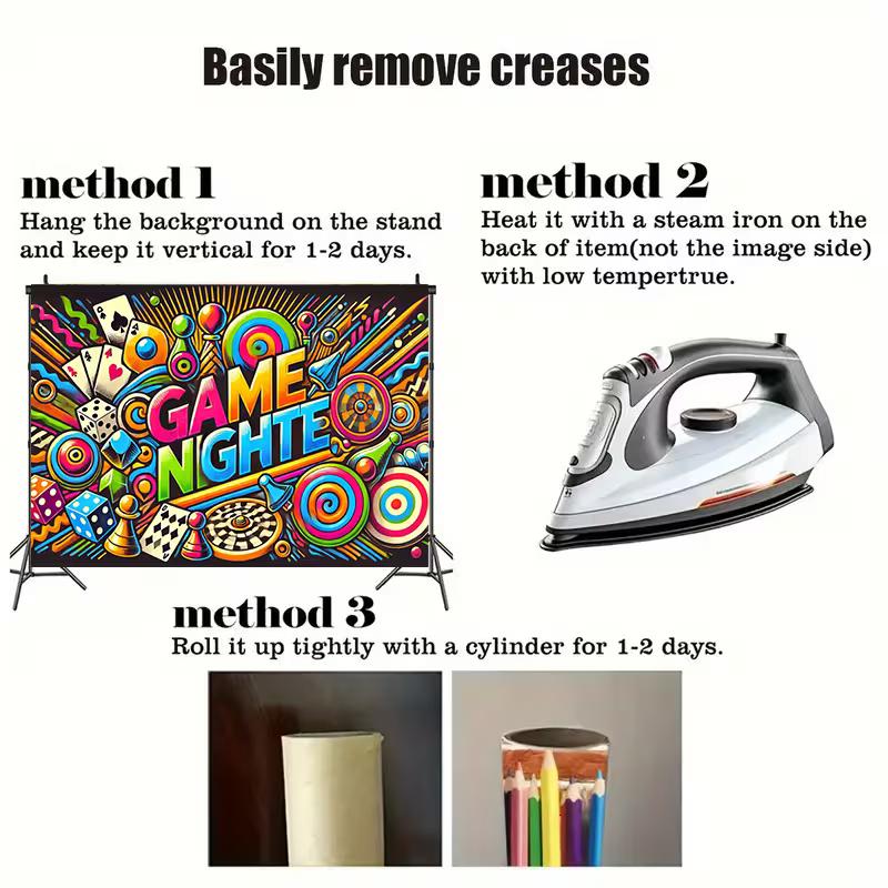 2D Game Night Graffiti Banner, Bright Party Decor with Game Icons