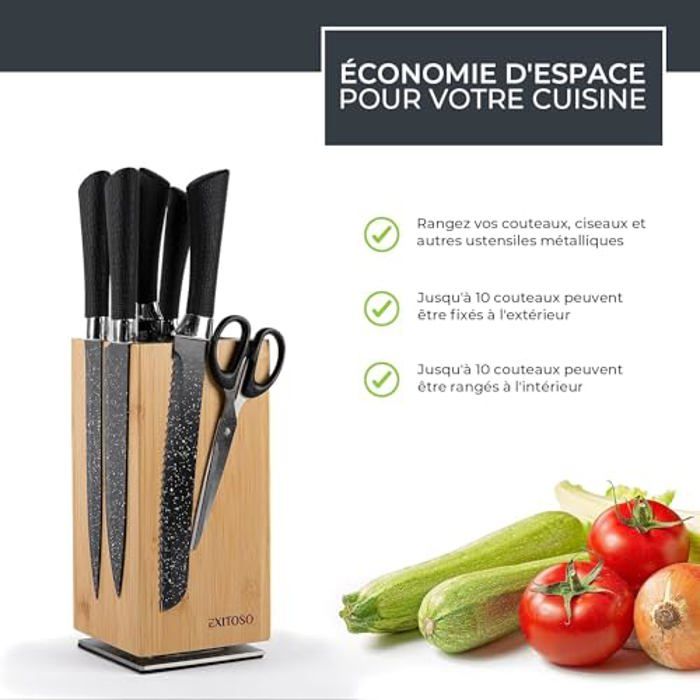 Bloc à couteaux - exitoso - rotatif 360° - 20 couteaux - aimants externes - beige