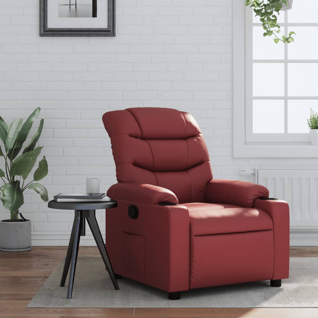 Vidaxl Foldable Armchair, Wine Red, Faux Leather
