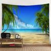 Krajina Palma Pláž Západ Slunce Tapiserie Nástěnný závěs Boho Potištěná tkanina Velký gobelín Estetický interiér koleje