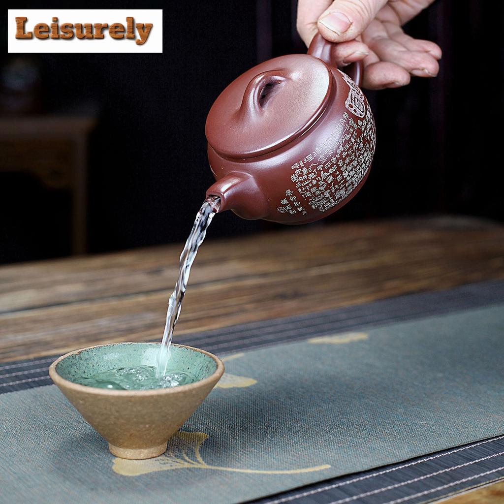 250ml Yixing Purple Clay Teapots Handmade Large Caliber Pot Raw Ore Dragon's Blood Sand Tea Making Kettle Zisha Tea Set Supplies