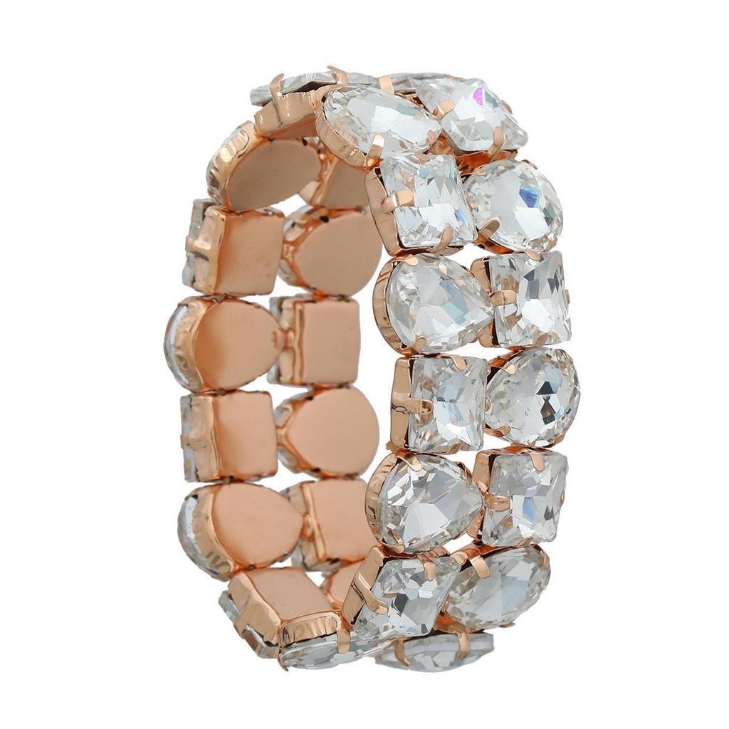 European and American Women's Double-Layer Glass Diamond Elastic Bracelets