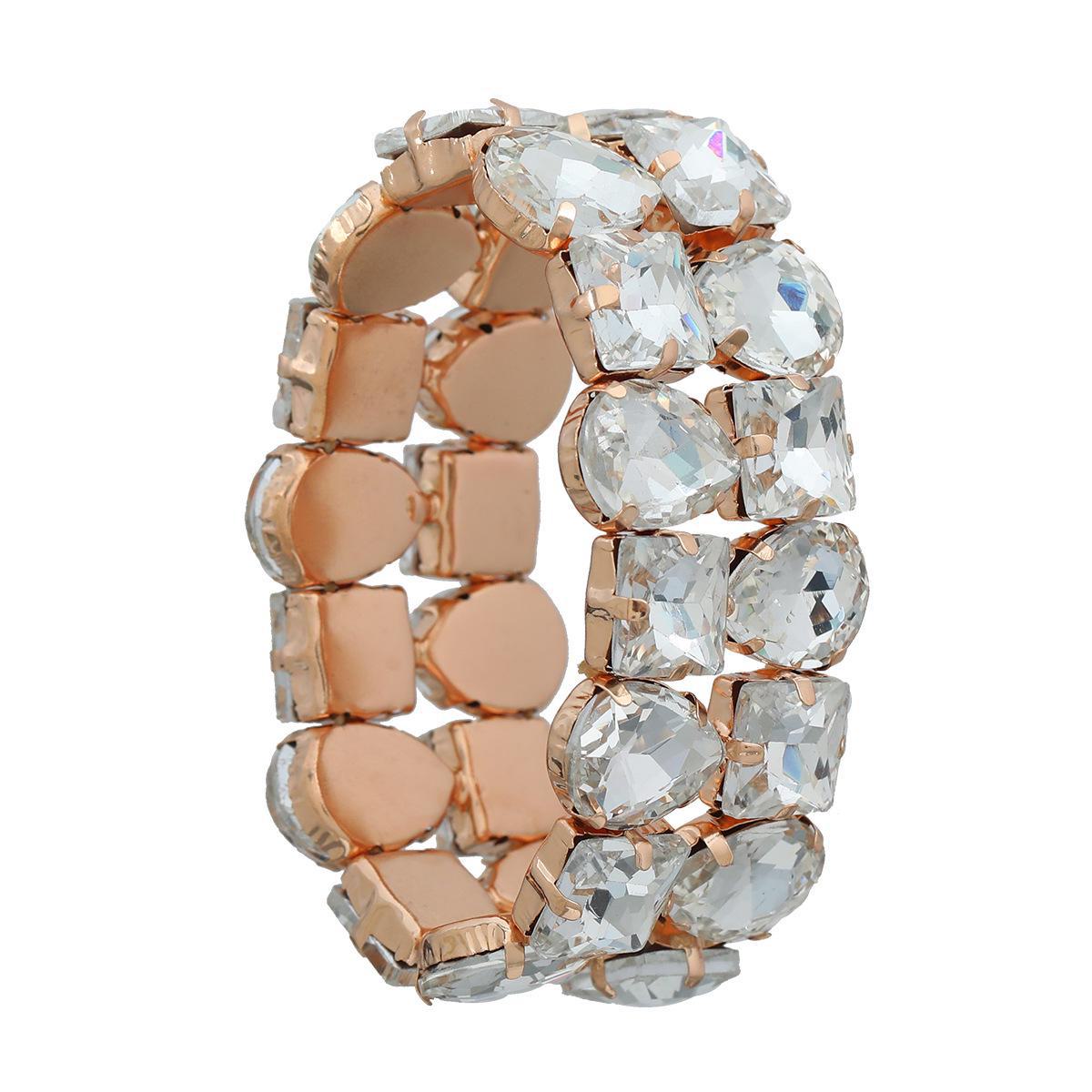 

Европейские и американские женские эластичные браслеты из двухслойного стекла с бриллиантами null белый