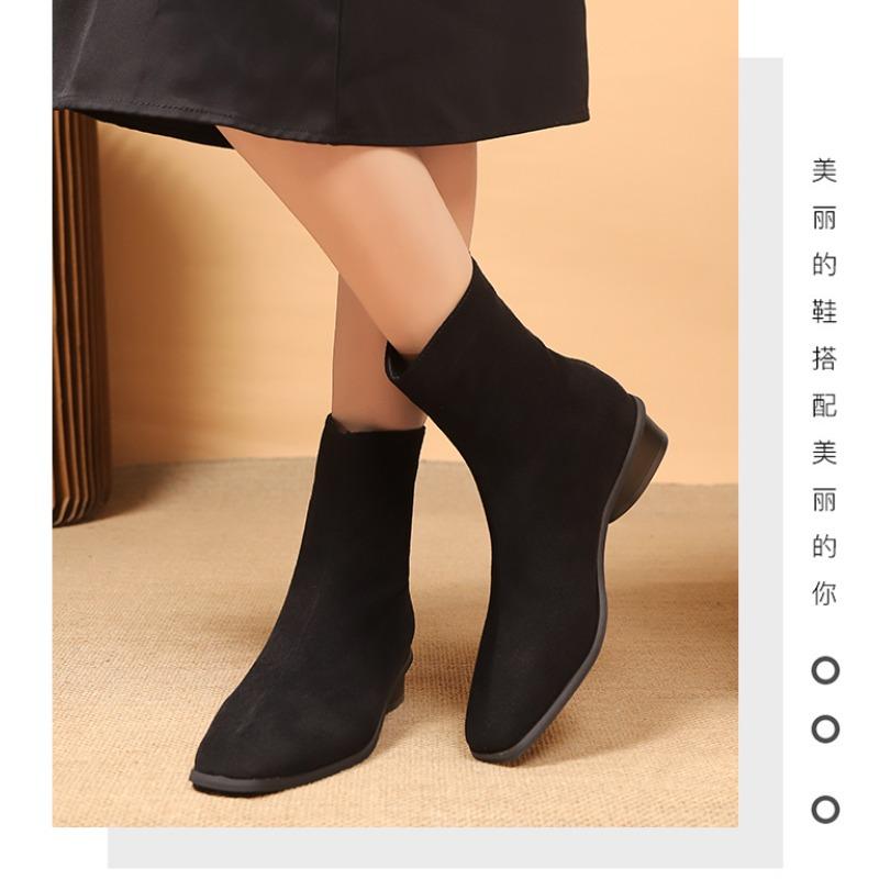 2026 Spring Autumn Women Modern Ankle Boots Fashion Square Toe Short Booties Ladies Casual Low Heel Shoes