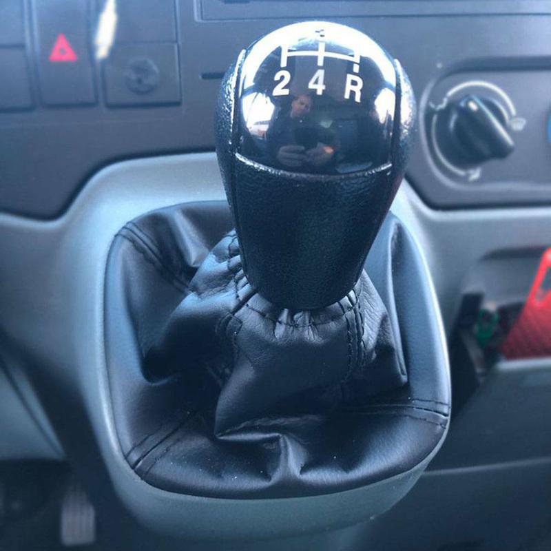 Leather Gear Shift Knob Gaiter Cover For Ford Transit 2006-2014 Manual Transmission Black PU Material Upgrade Driving Comfort